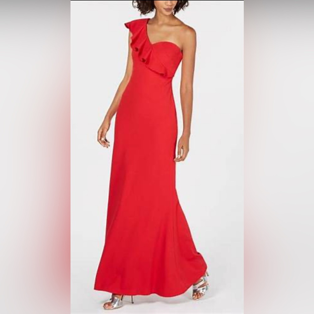 Calvin Klein One Shoulder Red Dress